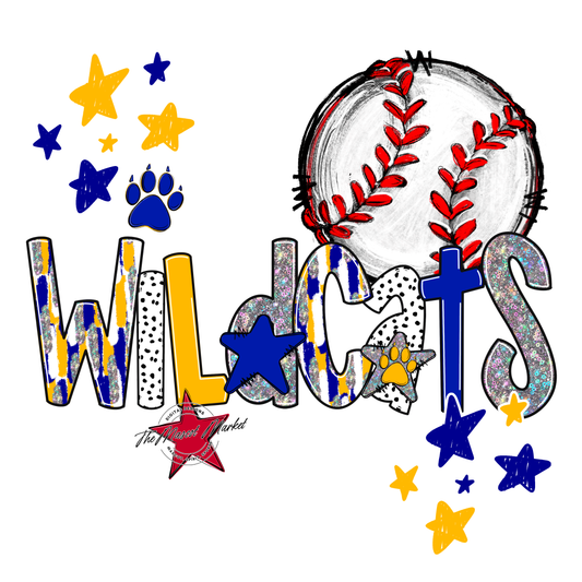 Wildcats Baseball Scrape-Blue-Yellow