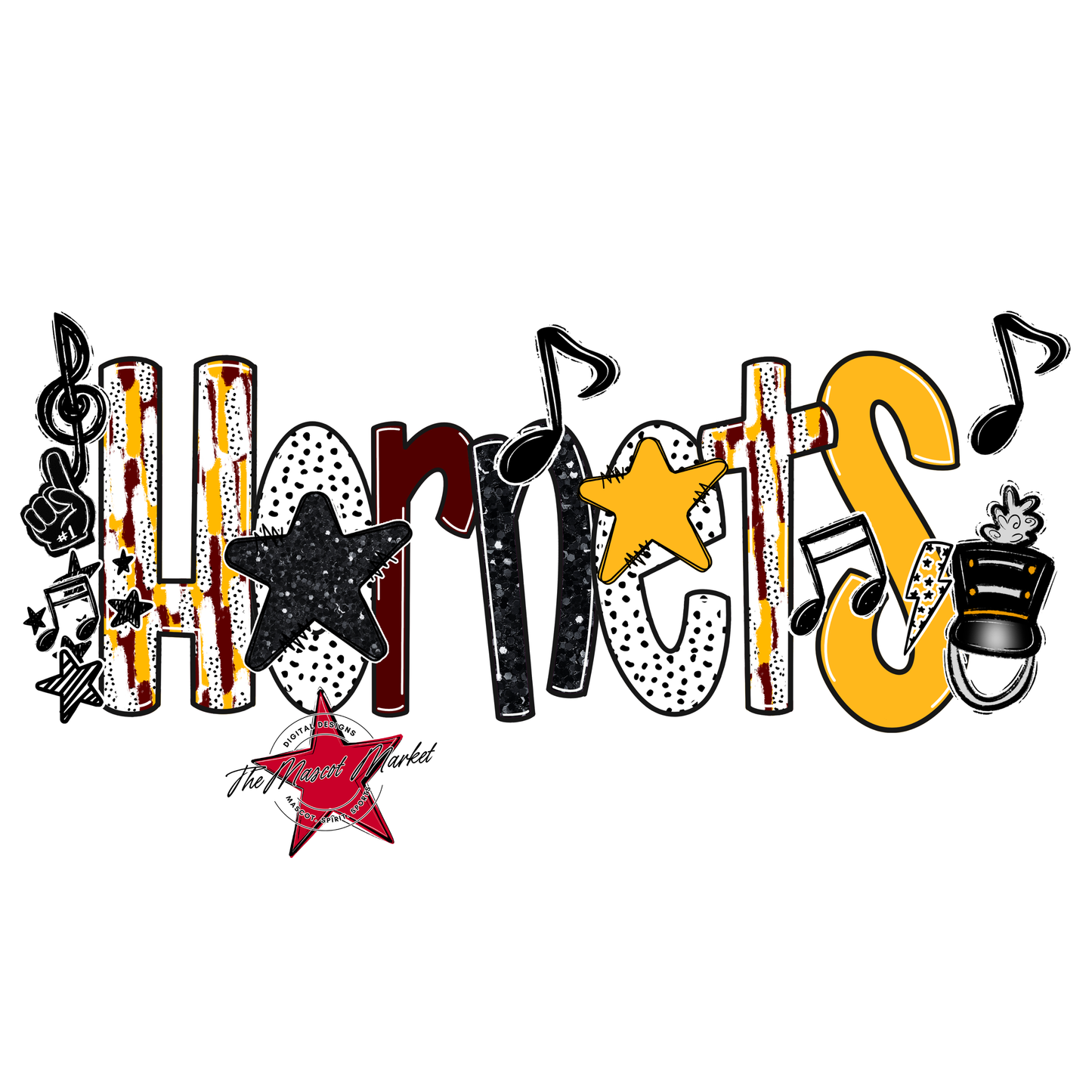 Hornets Band Scrape-Maroon-Yellow