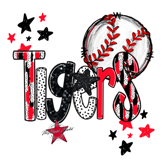 Tigers Baseball Scrape-Bright Red