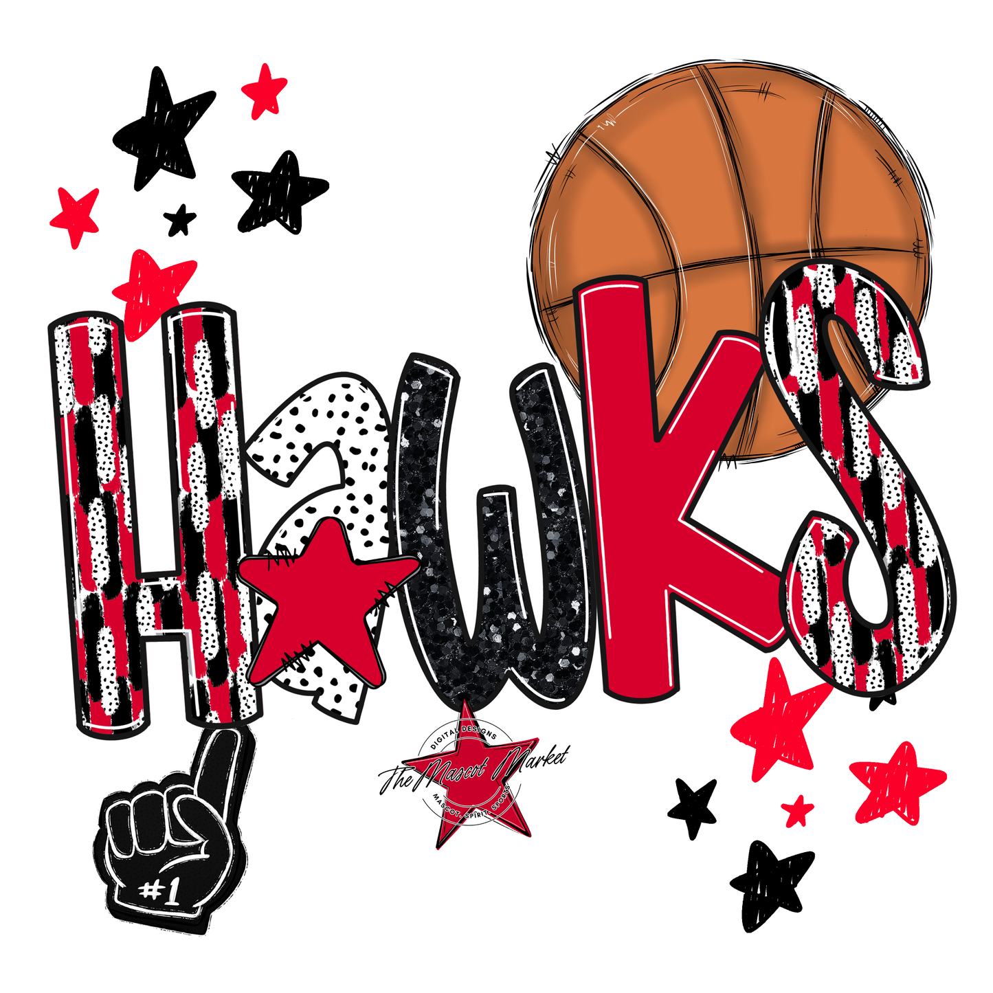 Hawks Basketball Scrape-Red