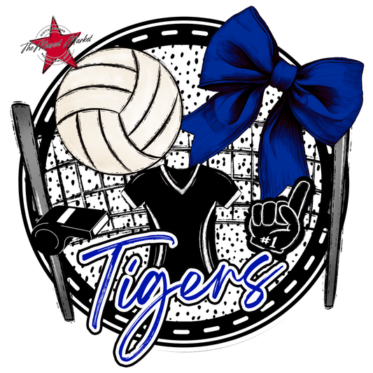 Tigers Circle Volleyball Design-Blue
