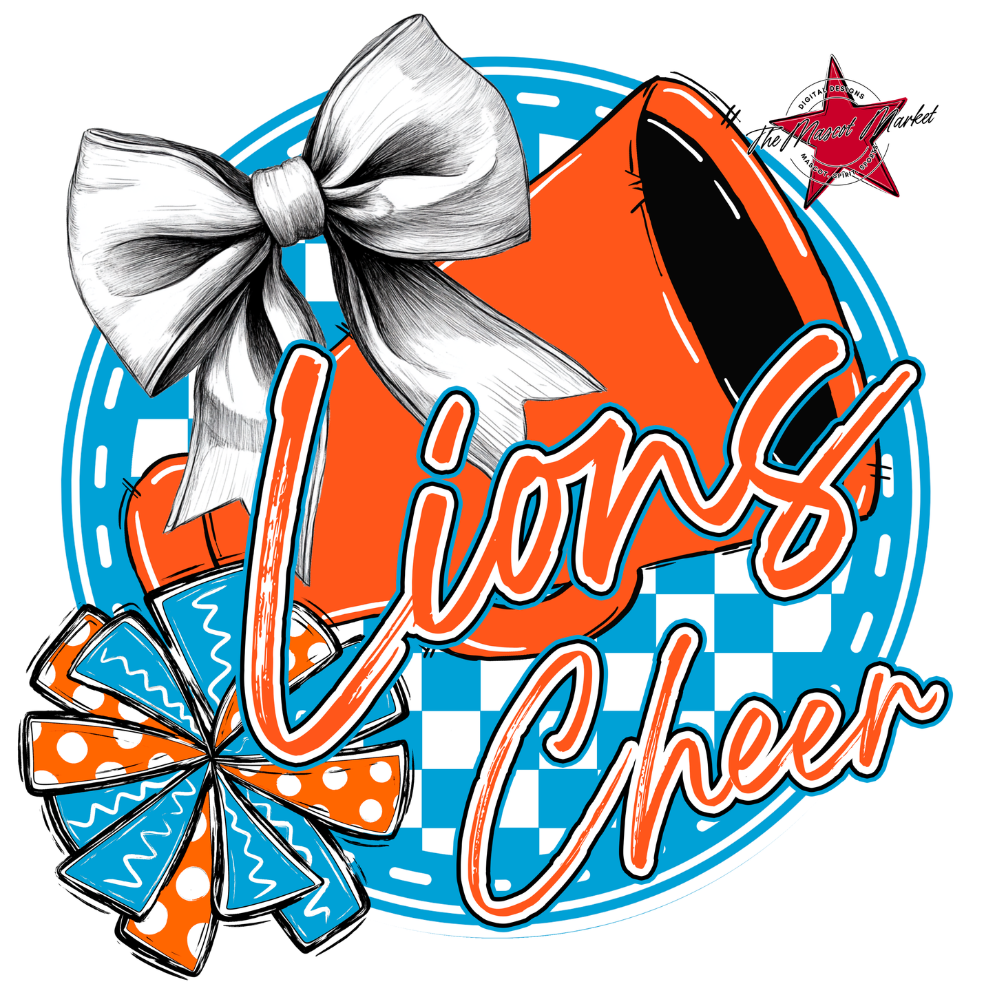 Lions Circle Cheer Design-Carolina Blue-Orange
