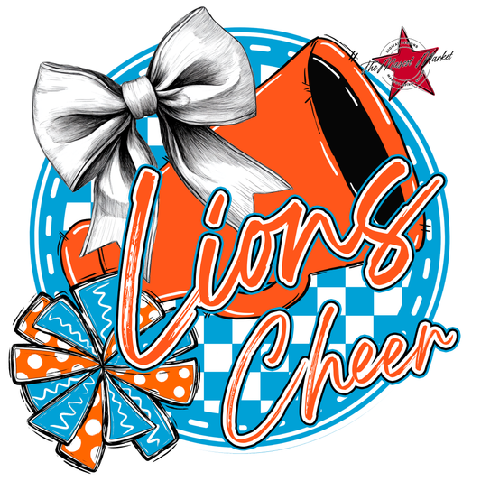 Lions Circle Cheer Design-Carolina Blue-Orange