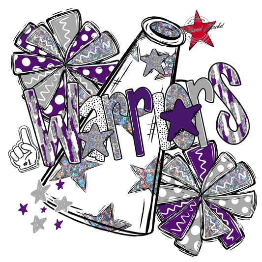 Warriors Cheer Megaphone Scrape-Purple-Grey