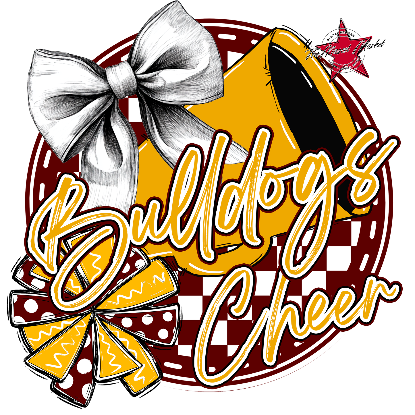 Bulldogs Circle Cheer Design-Maroon-Yellow