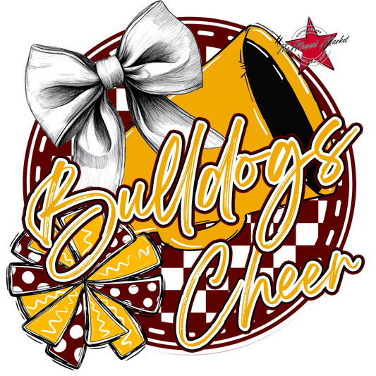 Bulldogs Circle Cheer Design-Maroon-Yellow