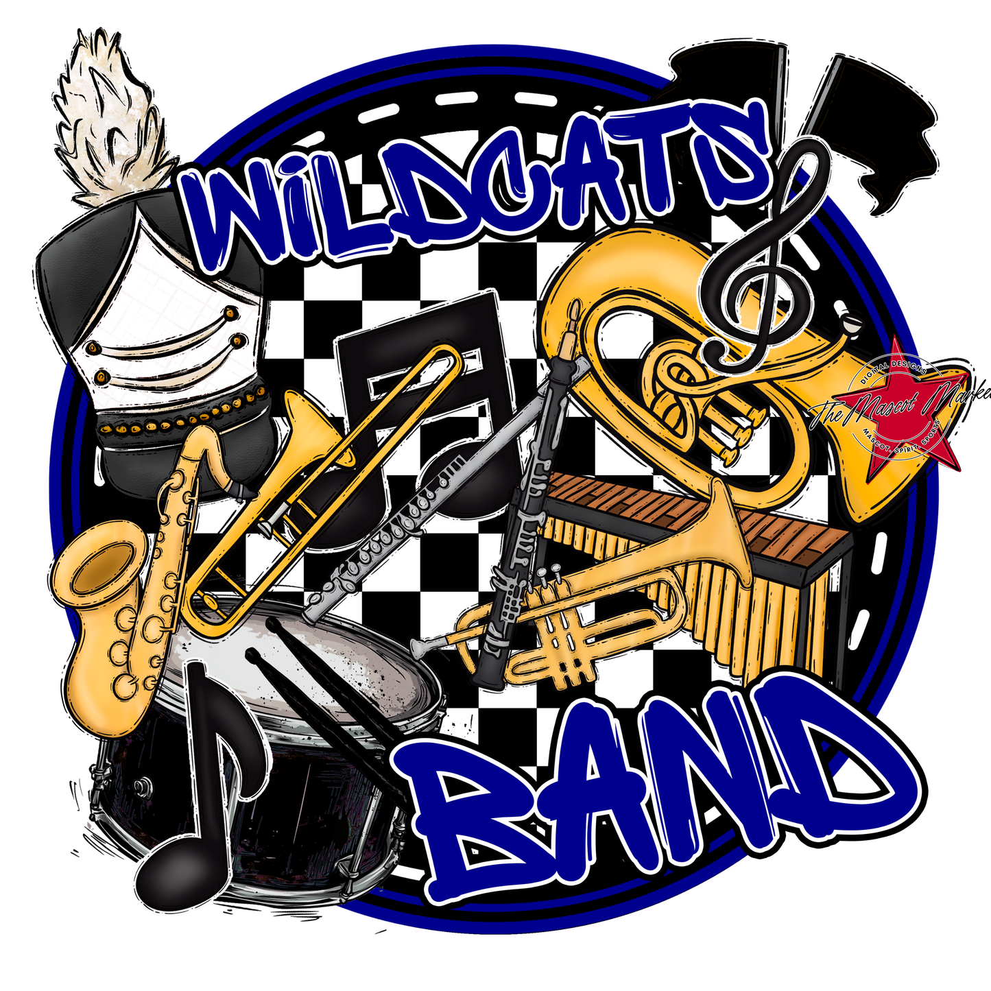 Wildcats Circle Band Design-Blue