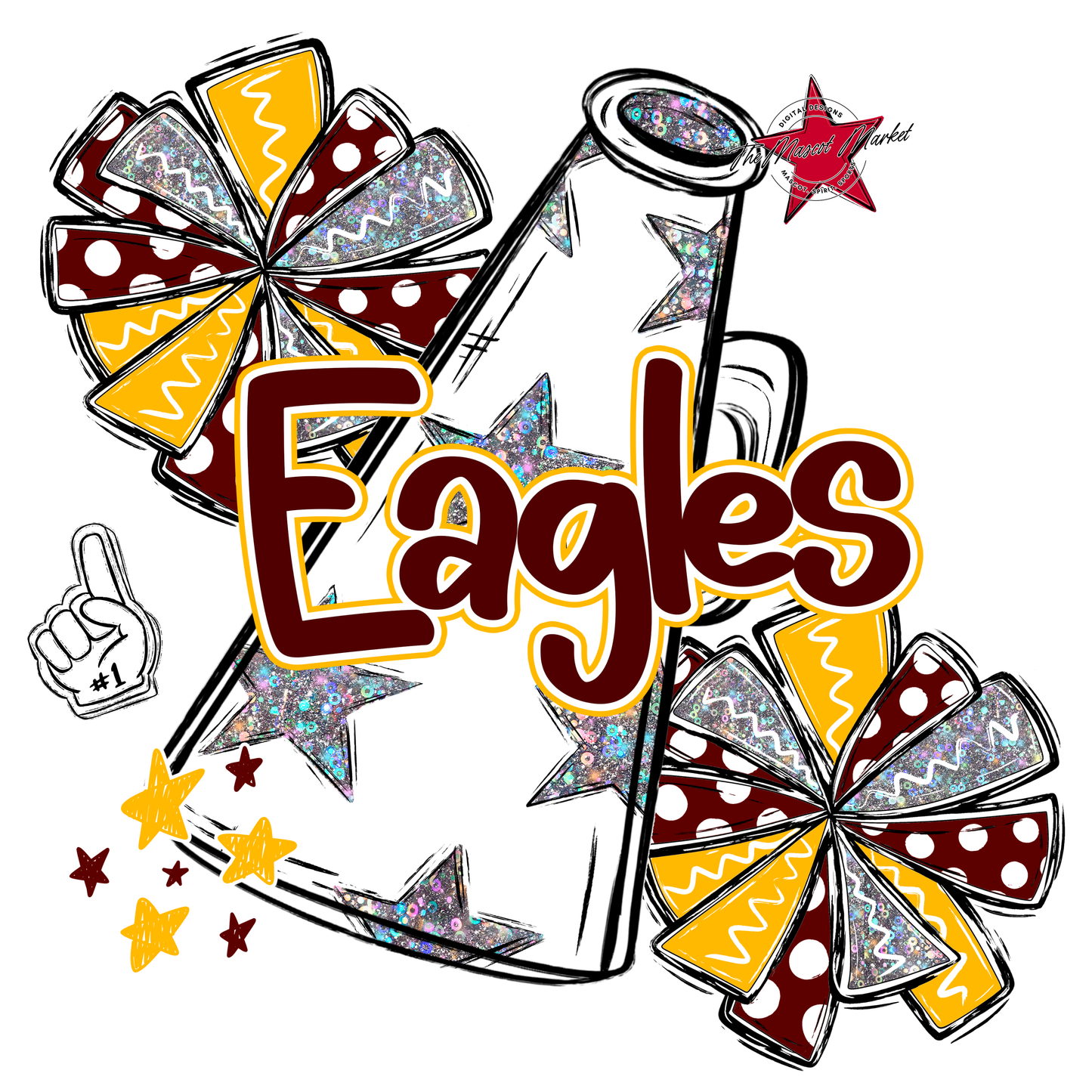 Eagles Alpha Cheer Megaphone-Maroon-Yellow