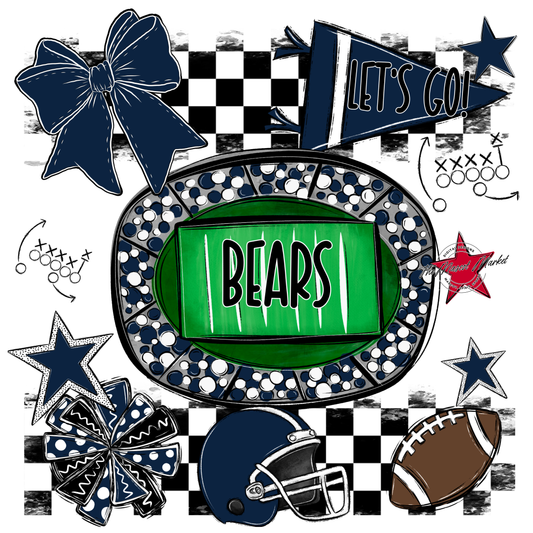 Bears Checker Spirit Design-Navy