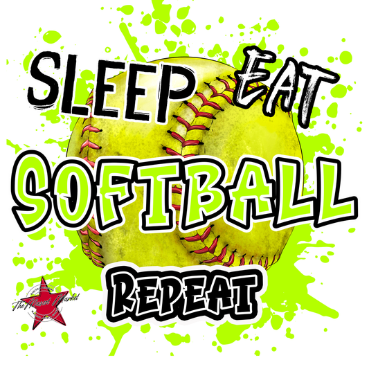 Eat Sleep Softball Repeat-Neon