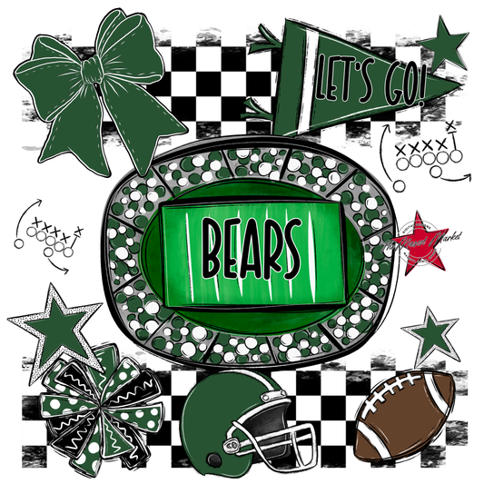 Bears Checker Spirit Design-Green