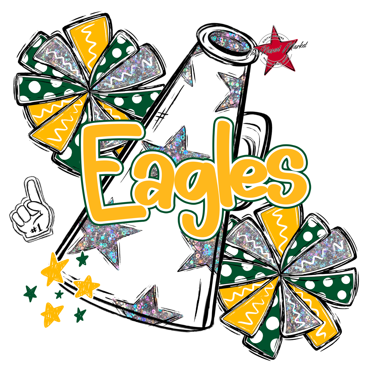 Eagles Alpha Cheer Megaphone-Green-Yellow