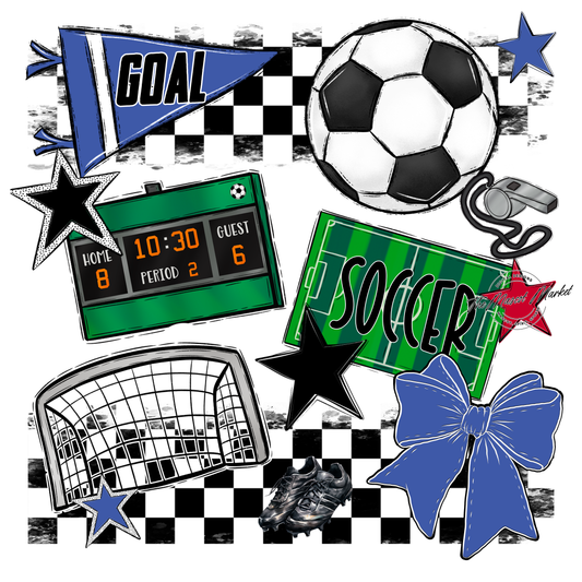 Soccer Checkers Spirit Design-Off Blue