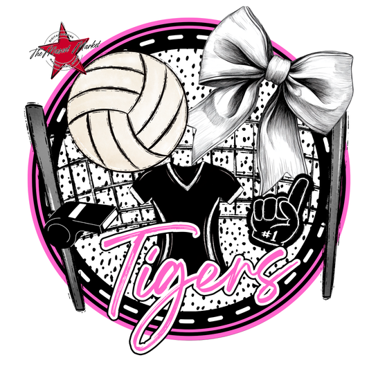 Tigers Circle Volleyball Design-Baby Pink