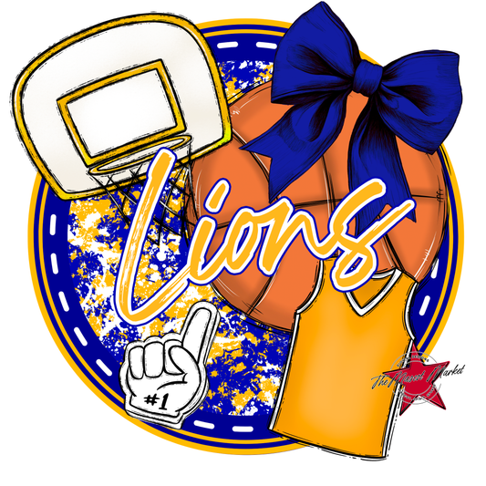 Lions Circle Basketball Design-Blue-Yellow