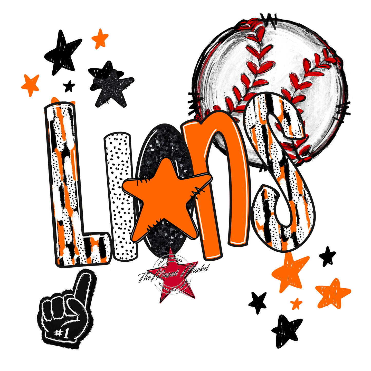 Lions Baseball Scrape-Orange