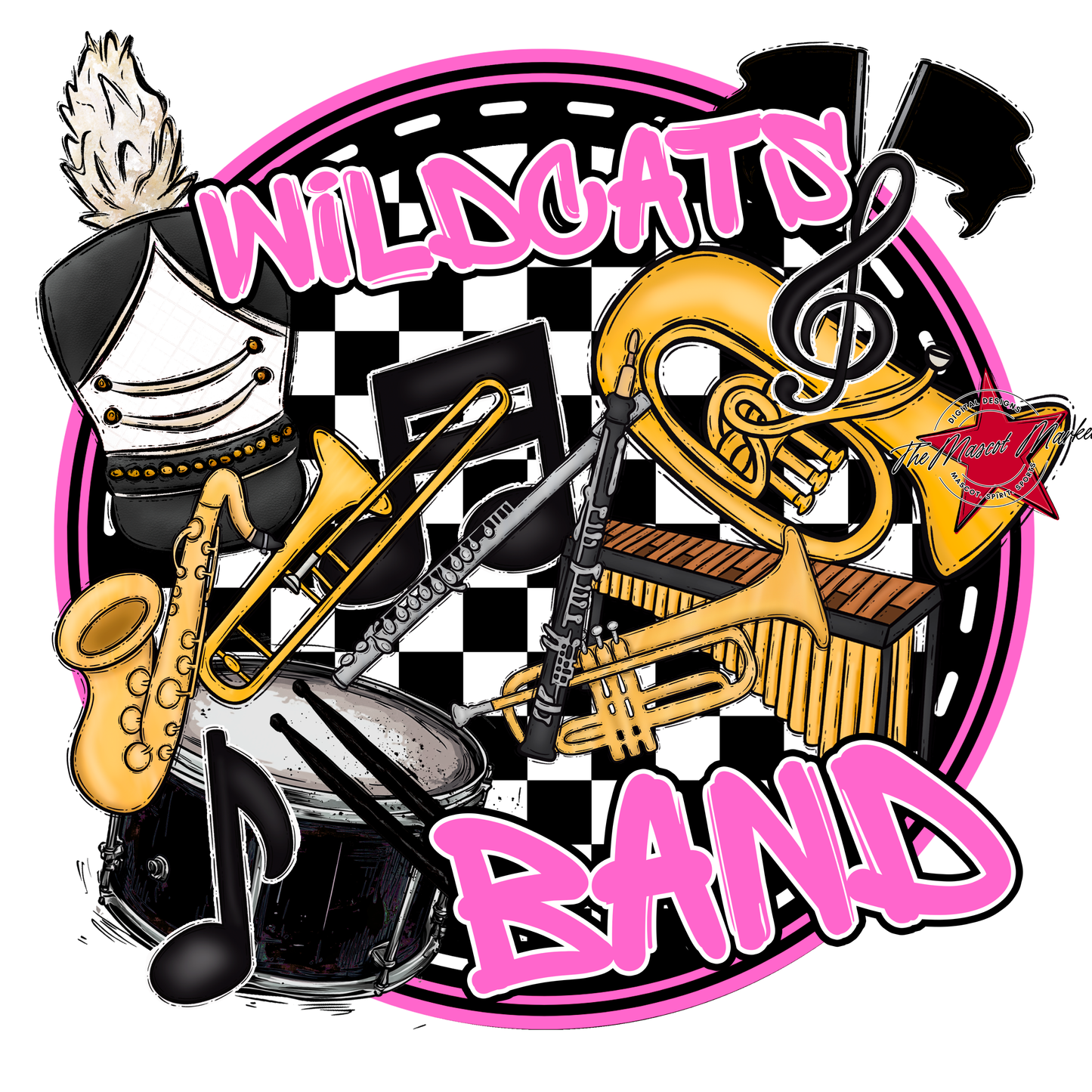 Wildcats Circle Band Design-Baby Pink