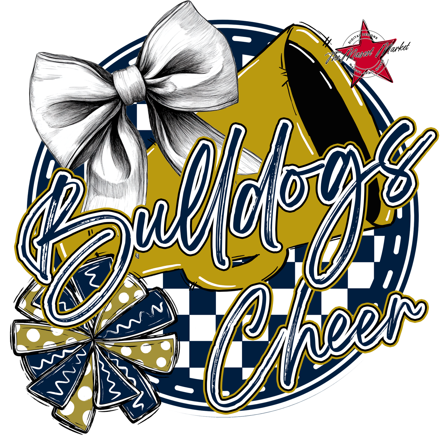 Bulldogs Circle Cheer Design-Navy-Gold