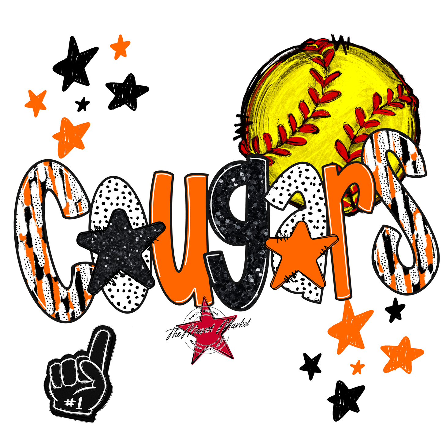 Cougars Softball Scrape-Orange