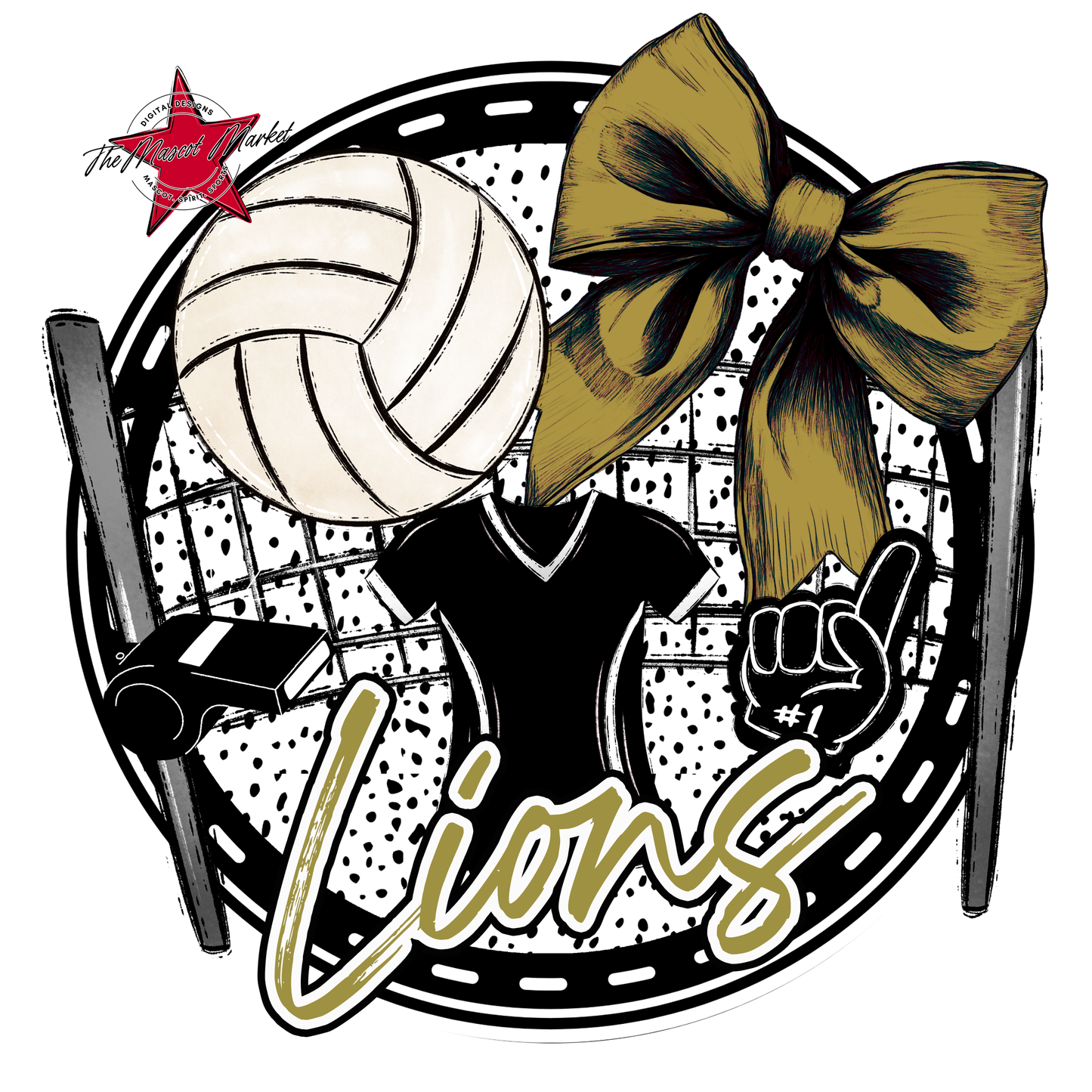 Lions Circle Volleyball Design-Gold