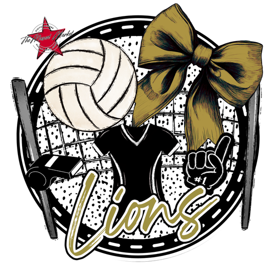 Lions Circle Volleyball Design-Gold