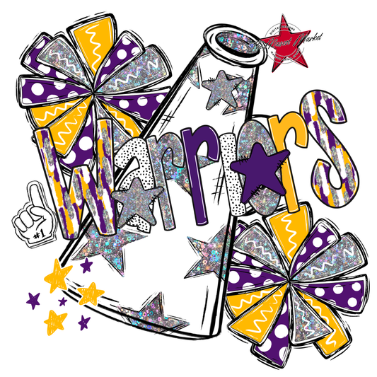 Warriors Cheer Megaphone Scrape-Purple-Yellow