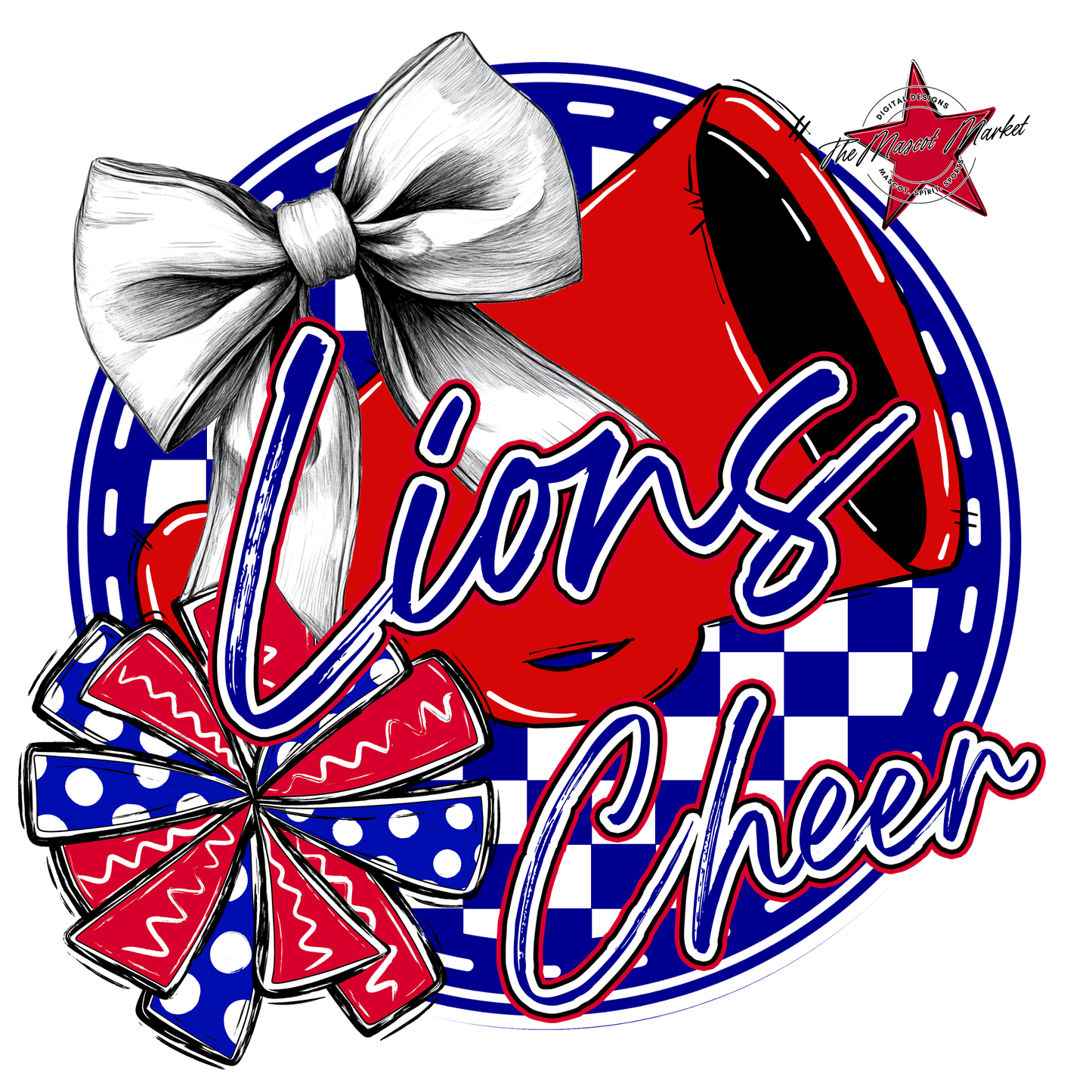 Lions Circle Cheer Design-Blue-Red