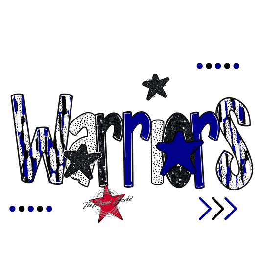 Warriors Brushstroke Alpha w Arrows-Blue