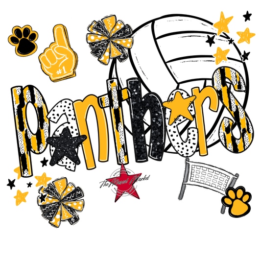 Panthers Volleyball Scrape-Yellow