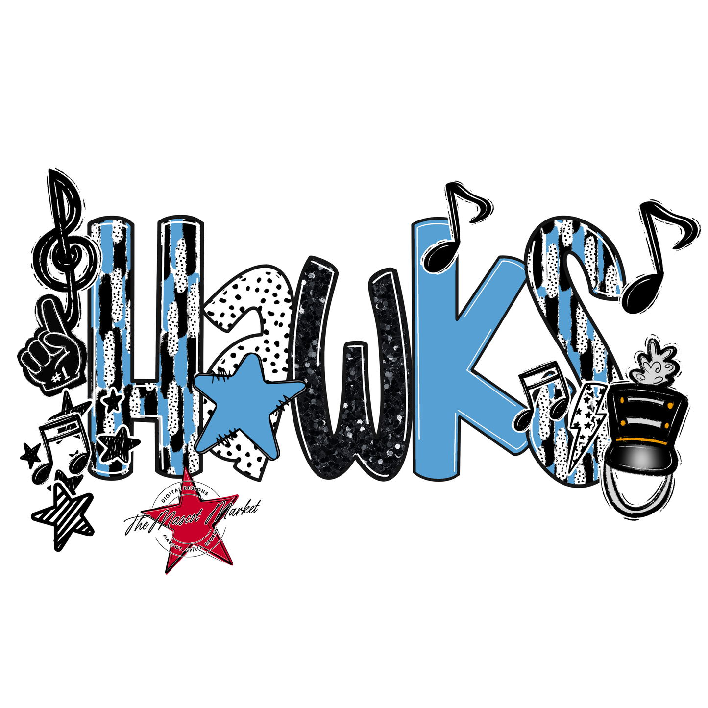 Hawks Band Scrape-Carolina Blue