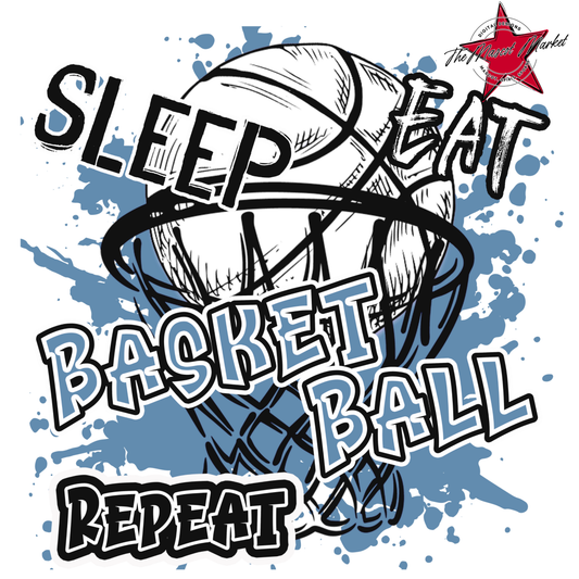 Eat Sleep Basketball Repeat Design-Carolina Blue