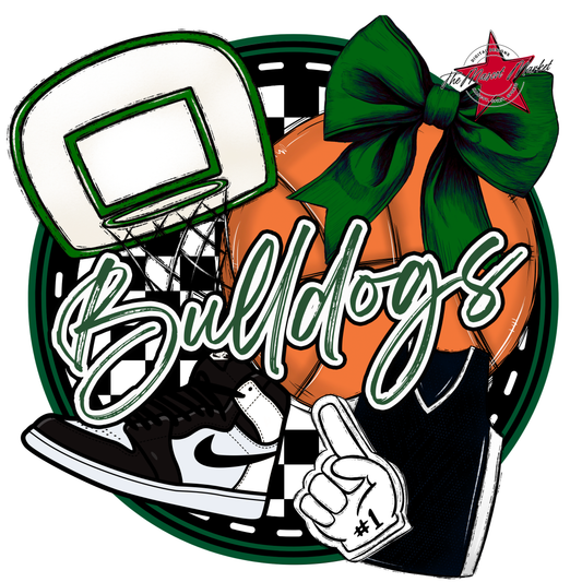 Bulldogs Circle Basketball Design-Green