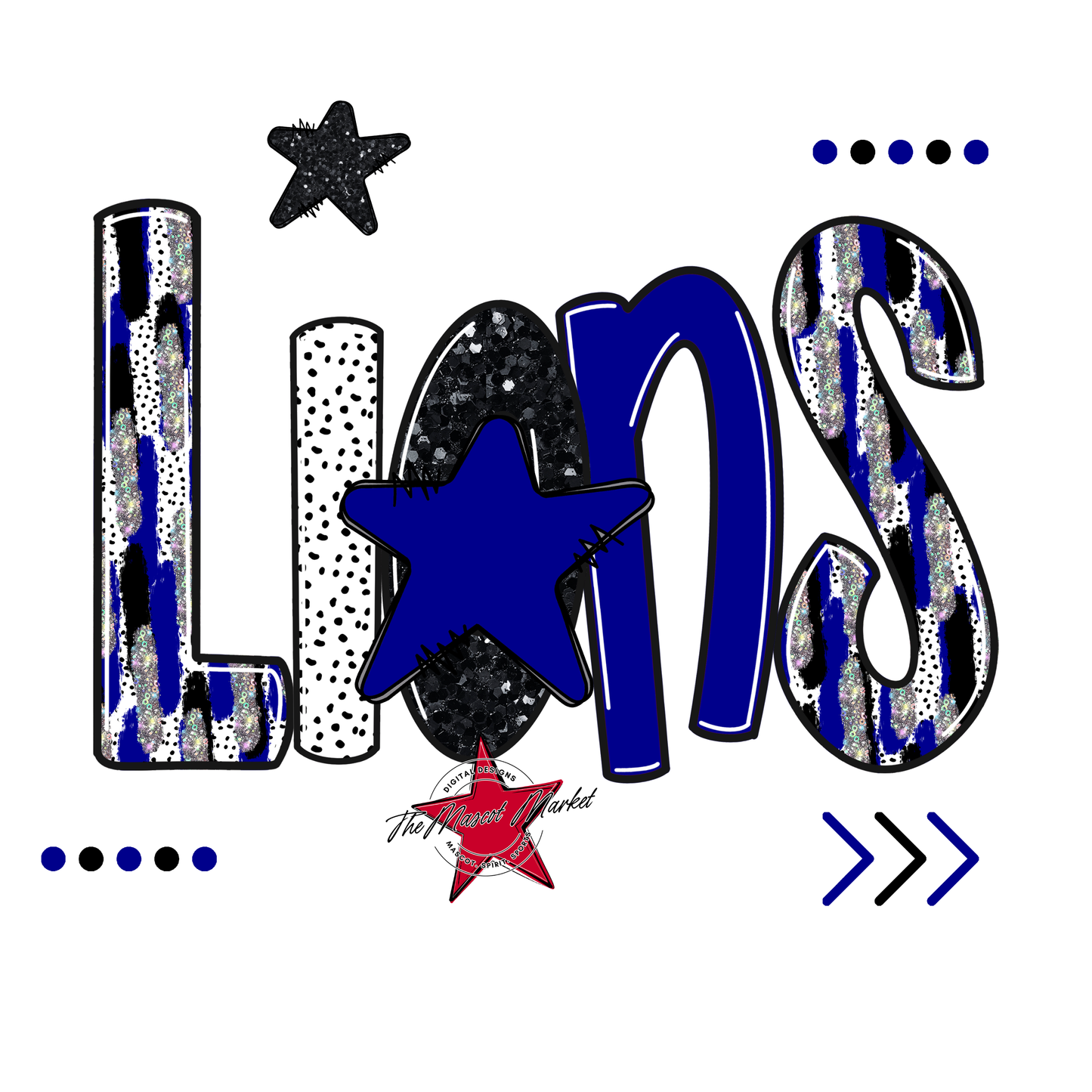 Lions Brushstroke Alpha w Arrows-Blue