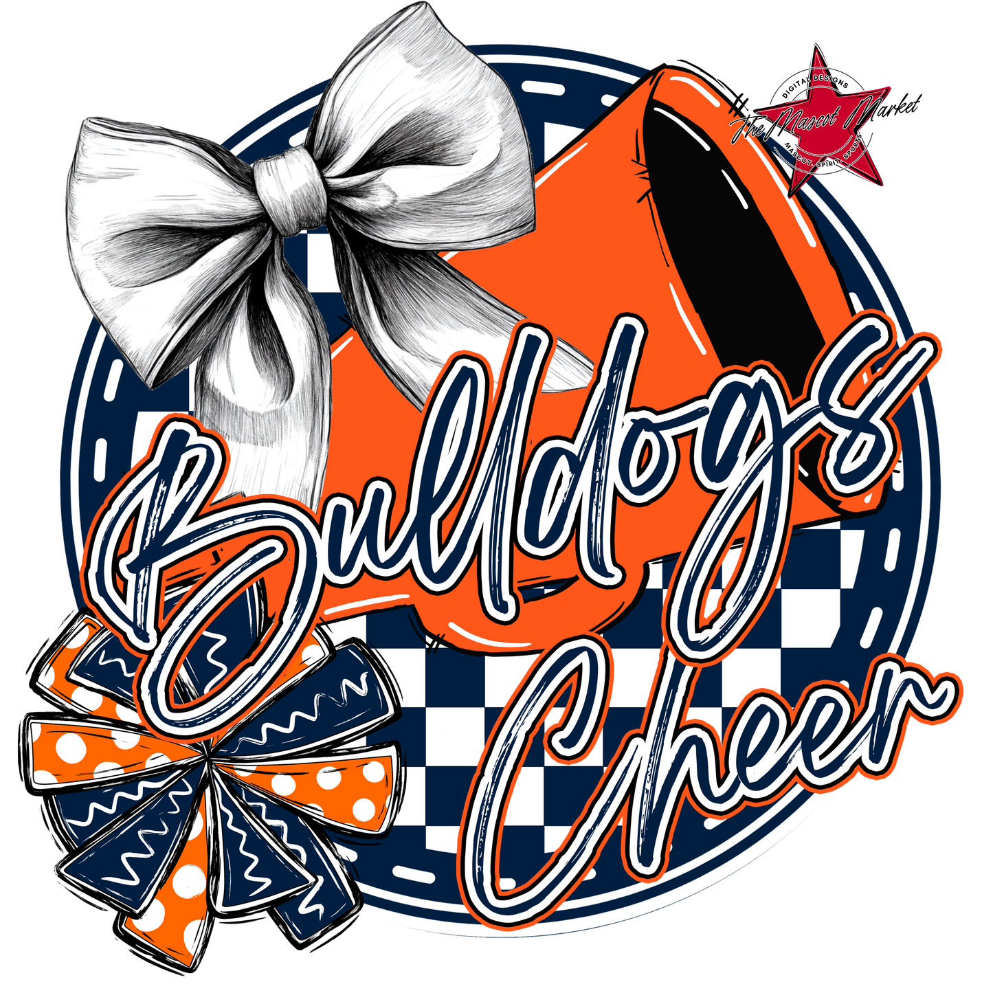 Bulldogs Circle Cheer Design-Navy-Orange