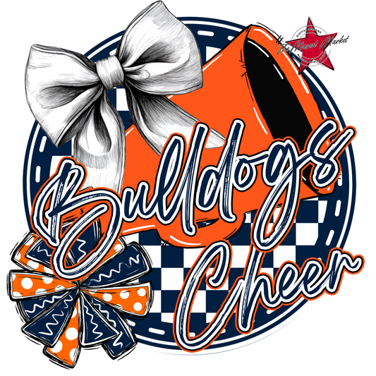 Bulldogs Circle Cheer Design-Navy-Orange