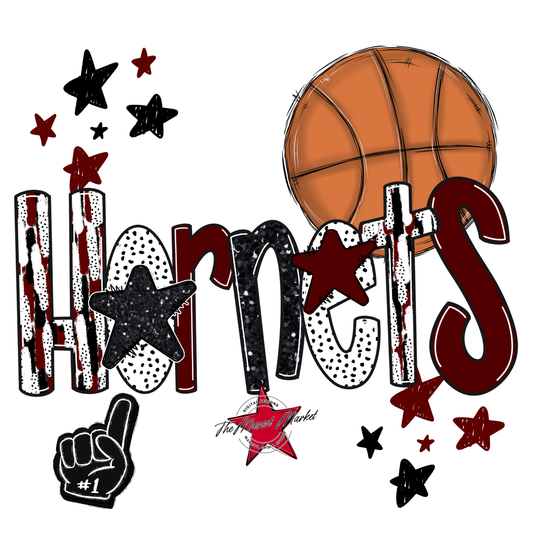 Hornets Basketball Scrape-Maroon