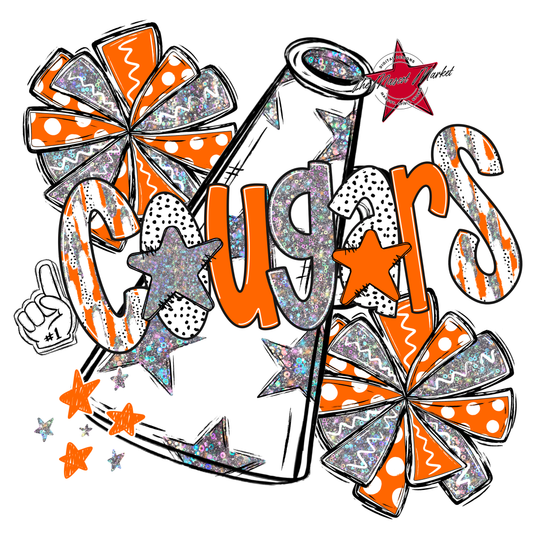 Cougars Cheer Megaphone Scrape-Orange