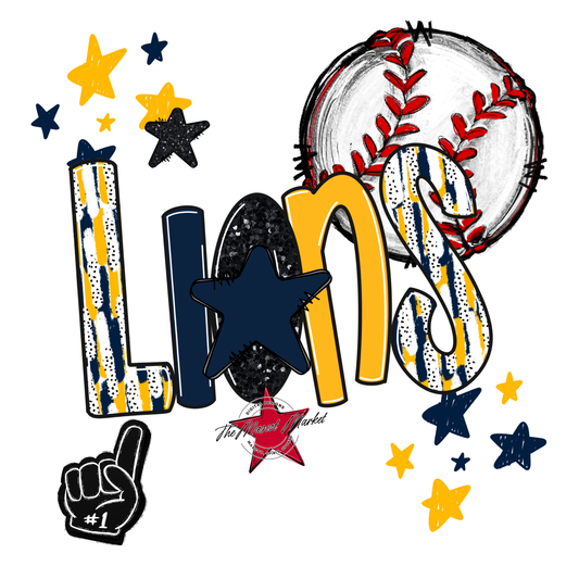 Lions Baseball Scrape-Navy-Yellow