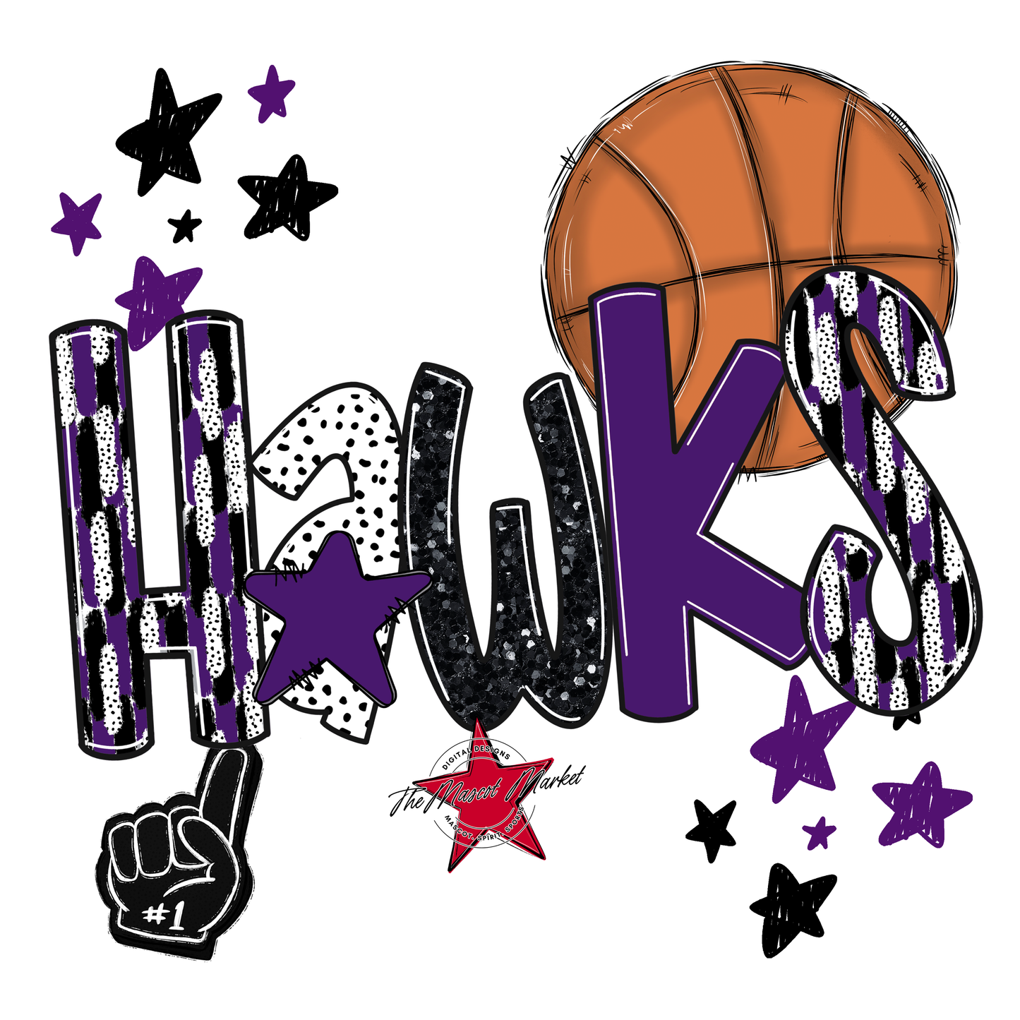Hawks Basketball Scrape-Purple