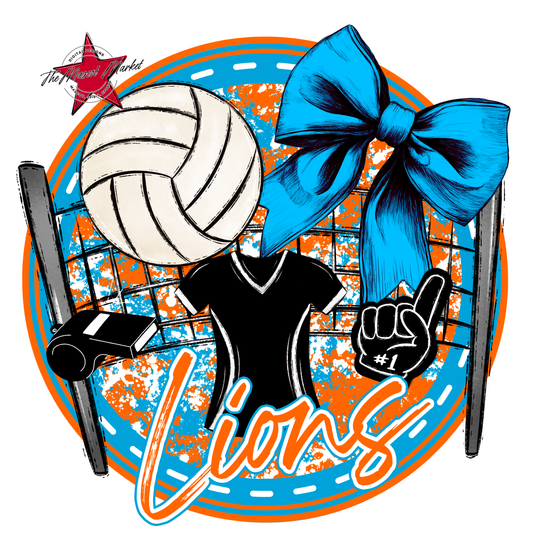 Lions Circle Volleyball Design-Carolina Blue-Yellow
