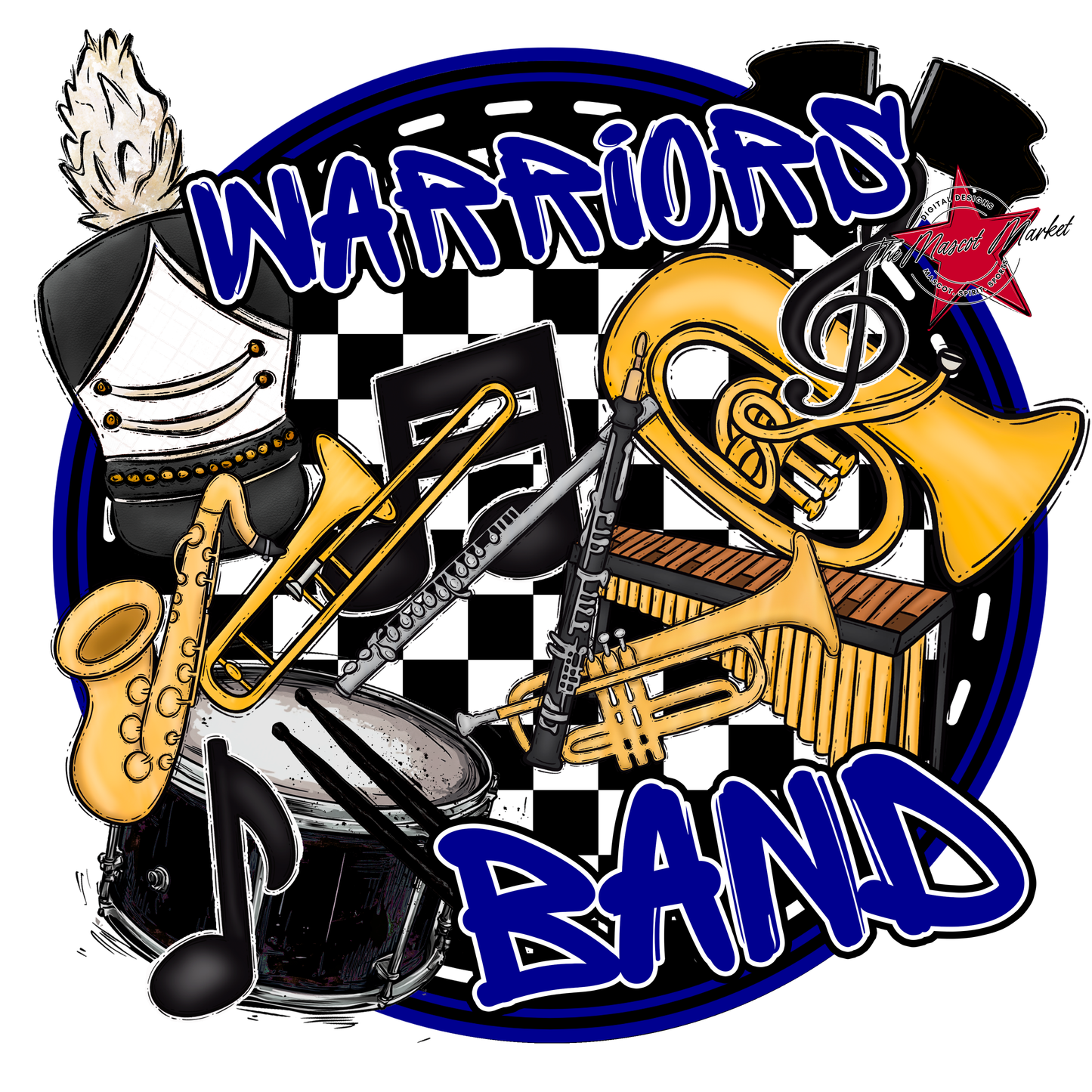 Warriors Circle Band Design-Blue