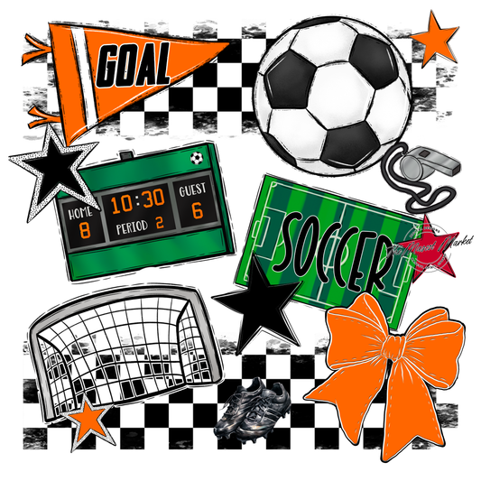 Soccer Checkers Spirit Design-Orange