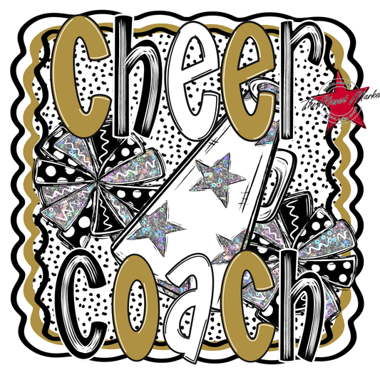 Cheer Coach Megaphone Dot Design-Gold