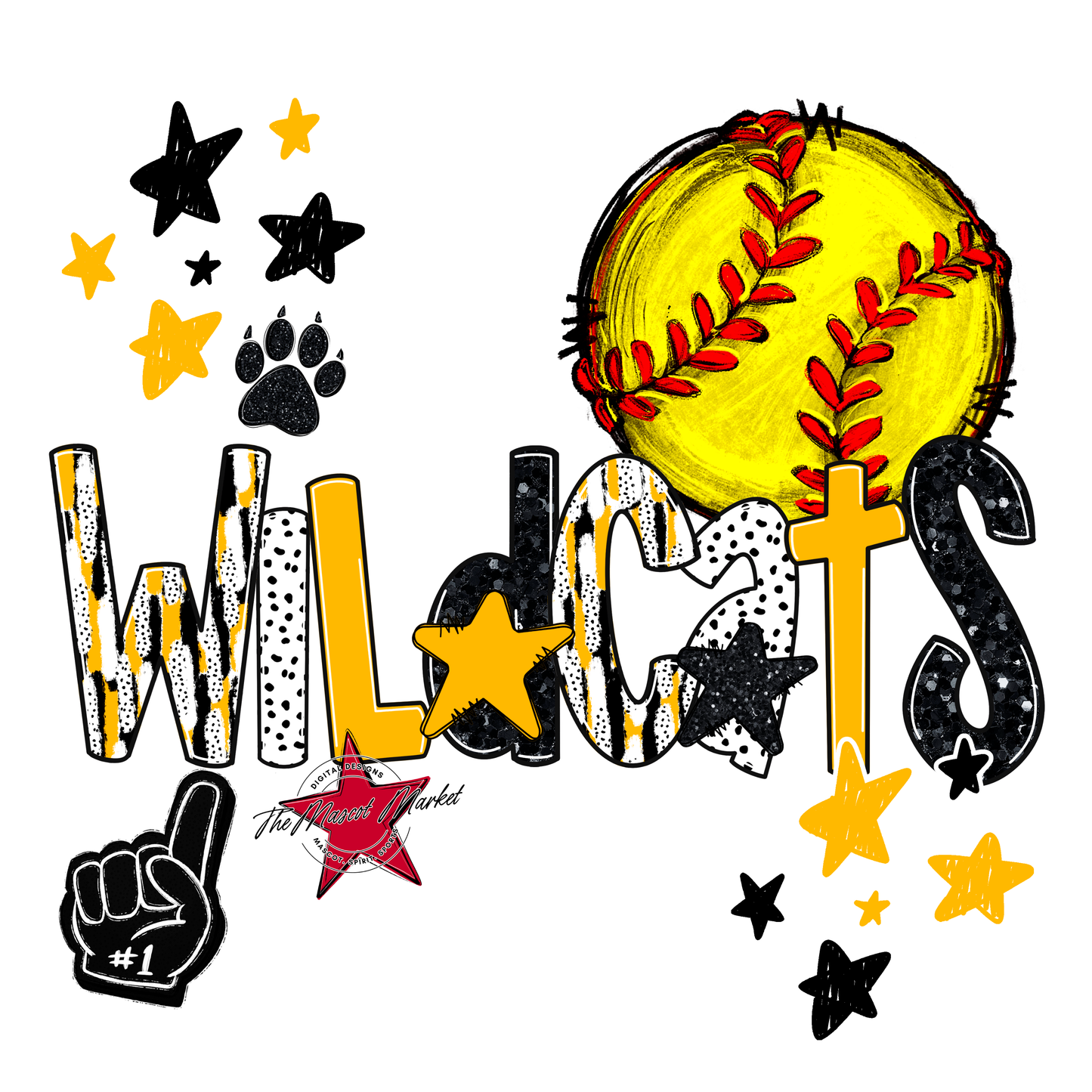 Wildcats Softball Scrape-Yellow