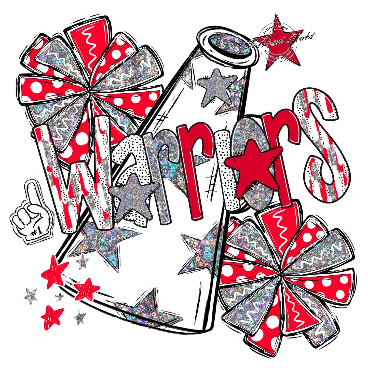 Warriors Cheer Megaphone Scrape-Red