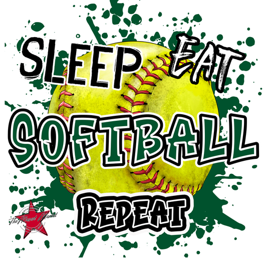 Eat Sleep Softball Repeat-Green