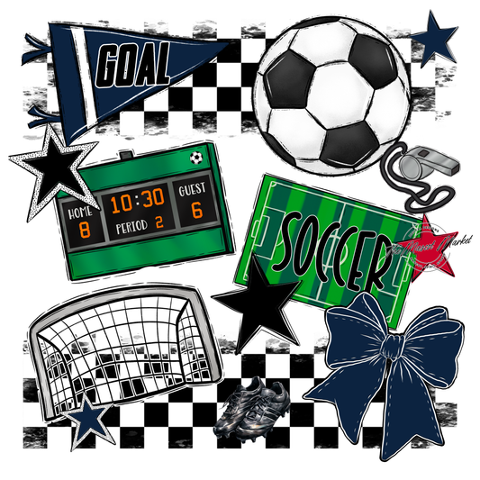Soccer Checkers Spirit Design-Navy