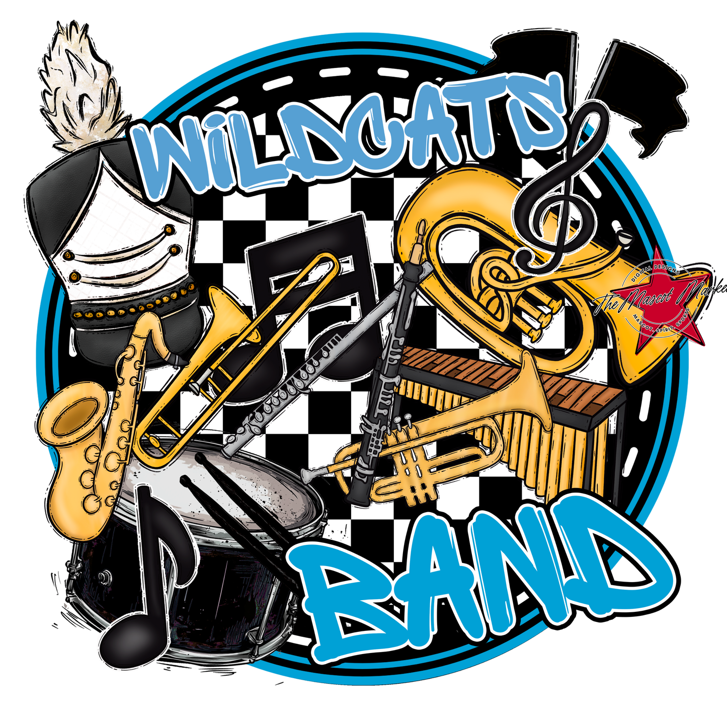 Wildcats Circle Band Design-Carolina Blue