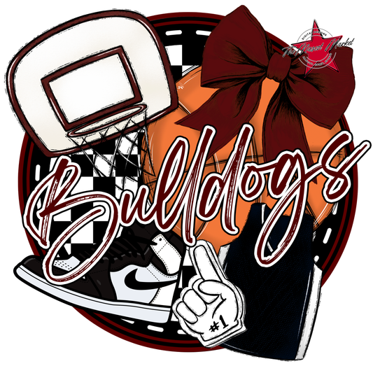 Bulldogs Circle Basketball Design-Maroon