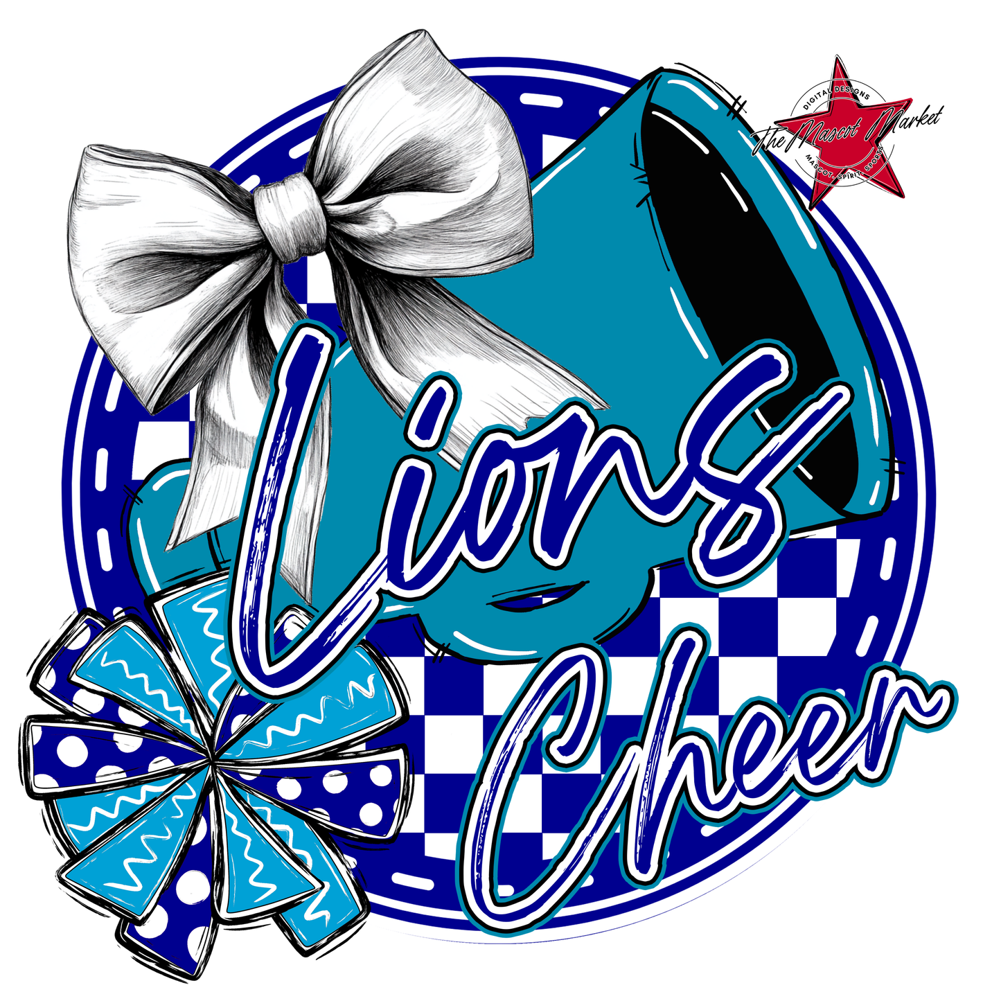 Lions Circle Cheer Design-Blue-Carolina Blue